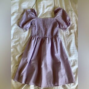 H&M lavender smock dress with puff sleeves